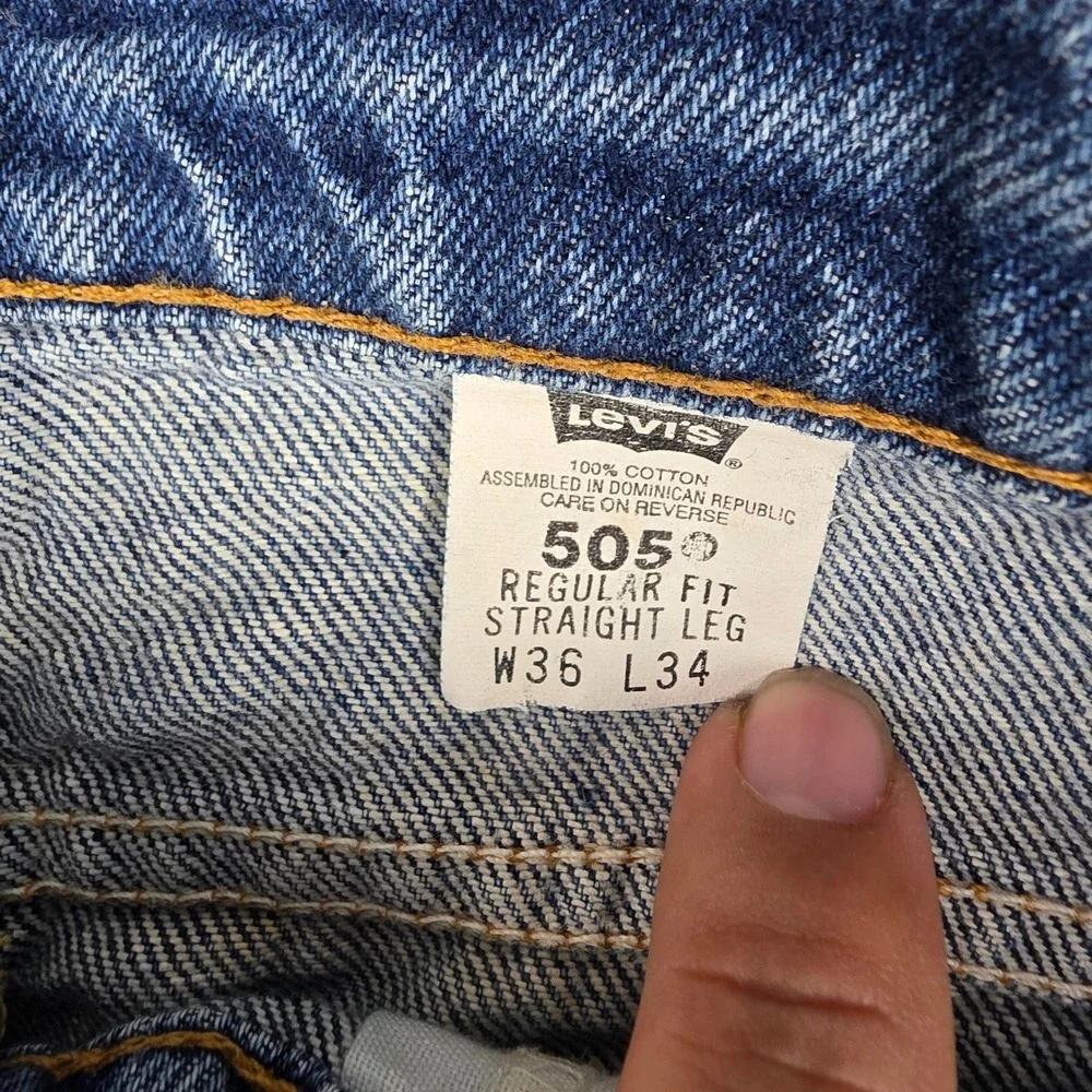Vintage Levis 505 Orange Tab Jeans Mens 36x34 Blue Straight Leg Denim - Picture 3 of 10